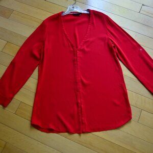 ALICE + OLIVIA Employed Silk Button Front Tunic Shirt Layering Top Size M